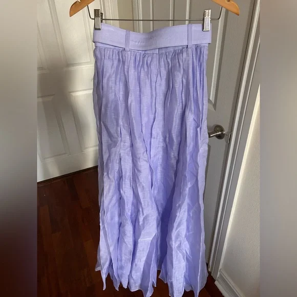 NWT Zimmermann Belted Linen Organza Maxi in Periwinkle Skirt 0 US4 - Picture 16 of 17